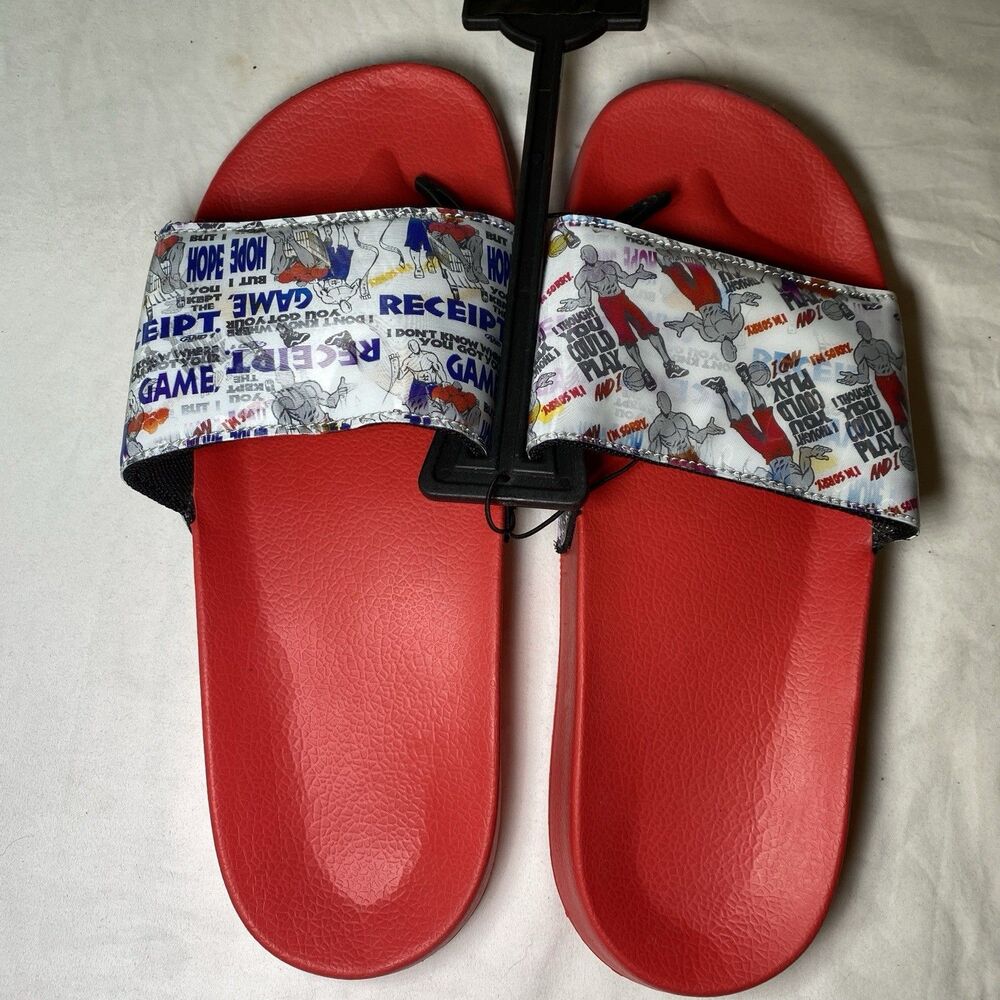 AND1 Mens Sandals sz 8 Chasin Red Multicolor Slide slip on Lenticular athleisure
